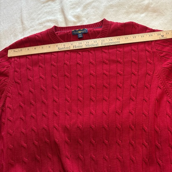 Club Room Men's Cable Knit Crewneck Sweater Red Pima Cotton SzXXL Preppy - Picture 5 of 7